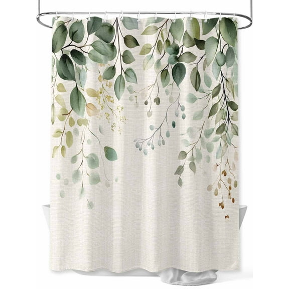 Shower Curtain Eucalyptus Leaf Shower Curtains for Bathroom, Waterproof Polyester Shower Curtain Set with Hooks, Small Stall Size 36" x 72" Green Plant Watercolor