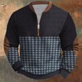 thumbnail image 2 of Aimik Hanes Whitecloths Life Clothing Men Quarter Zip Pullover Sweatshirt Winter Vintage Knit Print Zip-up Sweatshirt Tops-Blue XXXL, 2 of 3