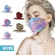 PONPRNGY 50PCS KF94 Adult's Tie-Dyed Printed Outdoor Prevention Fish Mask Face Masks