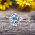 thumbnail image 4 of Oval Cut 1.50 carat Natural Blue Aquamarine White Gold Ring Engagement Ring Anniversary Gift On 10k White Gold Art Deco Halo, 4 of 6