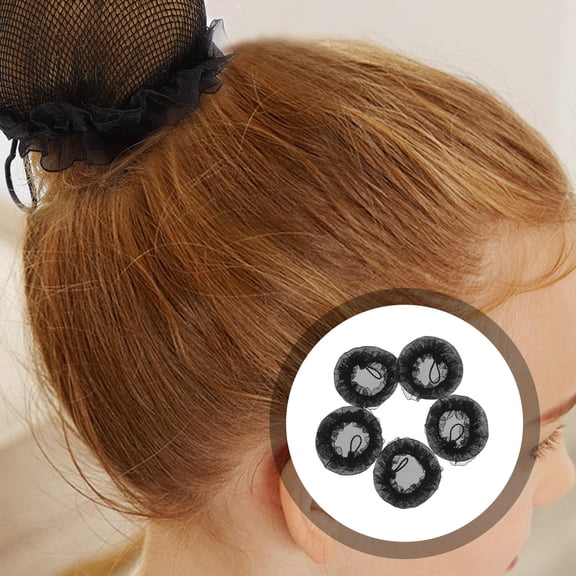 Toyvian 5Pcs Elastic Black Hair Snood for Secure Bun Cover and Neat Hair Appearance