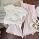 thumbnail image 1 of 2 Pcs/set Summer Kid Girls Clothes Set Sweet T-shirts and Wide Legging Pants Children Fashion Top Bottom Outfits Streetwears, 1 of 6