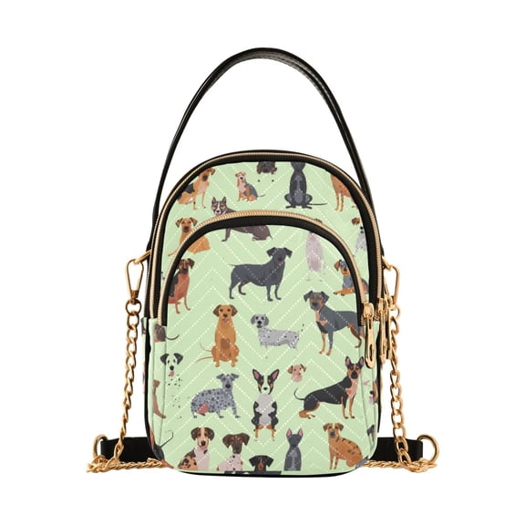 joogoo Women Cute Cartoon Dogs on Yellow Chain Crossbody Bags Shoulder Handbag Phone Purse