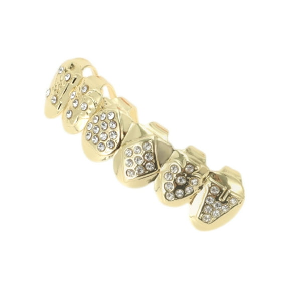 Unique Bargains 1 Set Fake Teeth Grills Poker Diamond Chart for Hip Hop Gift Gold Tone