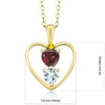thumbnail image 2 of 18K Yellow Gold Plated Silver Red Garnet Sky Blue Aquamarine and Yellow Sapphire Pendant Necklace for Women (0.86 Cttw, Gemstone January Birthstone, Heart 5MM and 4MM, with 18 inch Silver Chain), 2 of 3