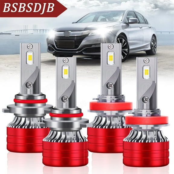 For Honda Accord 2013-2017 Combo 4x LED Headlight High Low Beam Bulbs White