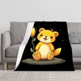 thumbnail image 2 of Cozy Cartoon Bear Flannel Blanket - Soft Warm Durable Perfect for Sofa Travel Bed & Chair - Whimsical Starry Sky Design, 2 of 7