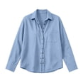 thumbnail image 2 of TGSLY Linen Snap Button Down Tops for Women Lightweight Soft Collared Long Sleeve Textured Shirts Dressy Casual Solid Color Fall Blouses with Pocket X-Large, 2 of 2