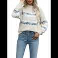 thumbnail image 1 of Suéteres Casuales de Punto con Estampado de Leopardo para Mujer, Suéteres de Larga con Cuello Redondo Albaricoque XL, 1 of 10