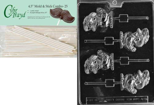 Cybrtrayd Cute Duck Lolly Easter Chocolate Candy Mold with 25 4.5-Inch Lollipop Sticks