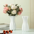 thumbnail image 4 of Vase for Home Decor, White Ceramic Look Table Centerpiece, Modern Plastic Flower Vase for Living Room Shelf Farmhouse Decor, 4 of 9