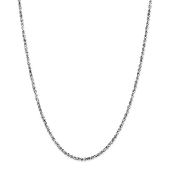 Solid 14K White Gold 2.5mm Handmade Regular Rope Chain Bracelet / Anklet