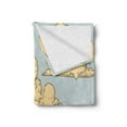 thumbnail image 2 of Vintage Soft Flannel Fleece Blanket, Fluffy Formed Old-Fashioned Clouds in Air Funky Colored Sky Elements Illustration, Cozy Plush for Indoor and Outdoor Use, 50" x 70", Blue Beige, by Ambesonne, 2 of 5