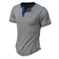 thumbnail image 4 of LYEAA T Shirts for Men Short Sleeve Three Buttons Crew Neck Loose Summer Pullover T-shirts Solid Casual Soft Comfortable Breathable Men's Tops Gray L, 4 of 7