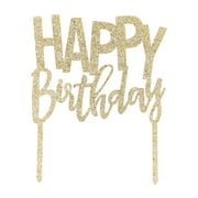Way To Celebrate Gold Glitter Happy Birthday Cake Topper, 5 x 6 Inches