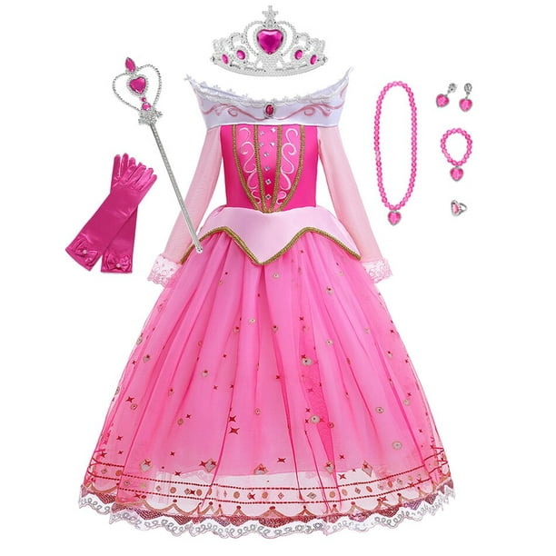 Disney Girls Princess Dress Sleeping Beauty Aurora Cosplay Costume