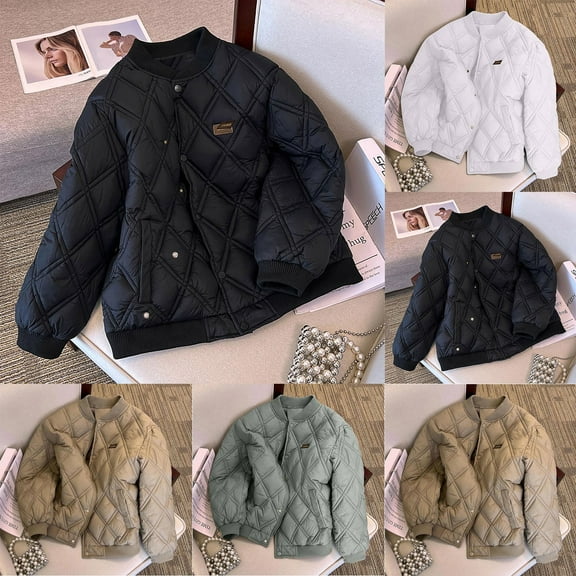 Jinhomg Women's Down Puffer Coat Fall Winter Warm Long Sleeve Button Down Jacket Casual Cozy Solid Color Outerwear with Pockets Spring Saving Green L