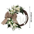 thumbnail image 3 of White Tulips Monogram Initial Front Door Wreath 14.5inch Rattan Wreath with Jute Bow White Letters Decorative Farmhouse Style Rustic Door Decor for Wedding Party, Mother' S Day & Father's Day, 3 of 6