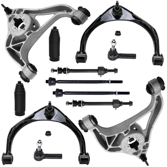 Detroit Axle - RWD 12pc Front End Suspension Kit for 2013-2018 Ram 1500, 2019-2024 Ram 1500 Classic, 4 Lower Upper Control Arms with Ball Joints 4 Outer Inner Tie Rods 2 Sway Bars 2 Boots