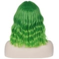 thumbnail image 4 of RightOn 14" Green Wig Short Curly Wig with Bangs Synthetic Wigs Women Girls Ombre Green Wig with Wig Cap, 4 of 4