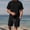 Black, variant on Men 2 Piece Textured Tracksuit Set, Diamond Jacquard Crew Neck Short Sleeve T-Shirt and Drawstring Elastic Waist Shorts Summer Casual Loungewear Size M-5XL Beige