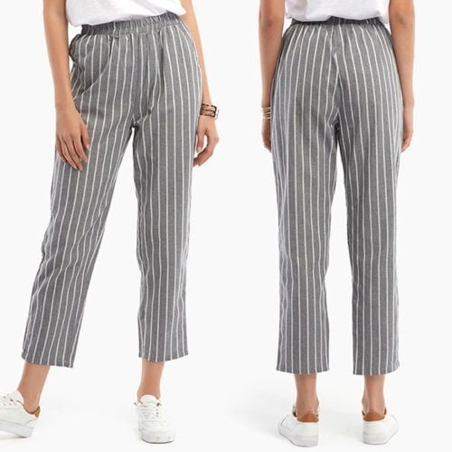 striped pants high waisted