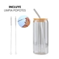 thumbnail image 4 of Vasos de Vidrio con Popote y Tapa de Madera de Bambú Juego de 4 Piezas 500ml KANZO, 4 of 8