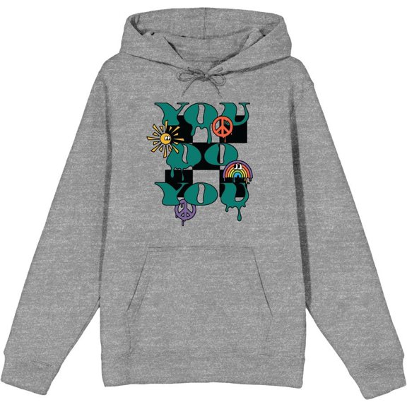Positive Vibes You Do You Adult Heather Gray Long Sleeve Hoodie-Medium