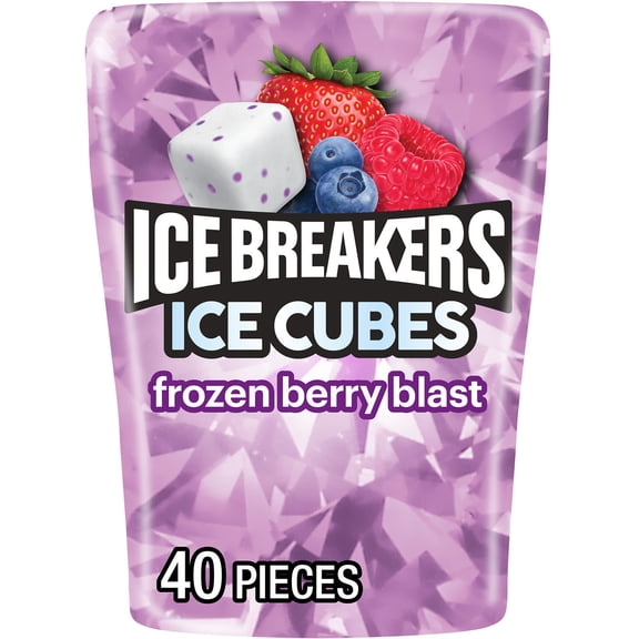 Ice Breakers Ice Cubes Frozen Berry Blast Sugar Free Chewing Gum, Bottle 3.24 oz, 40 Pieces