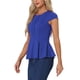 thumbnail image 4 of INSPIRAR CHIC Blusas de Peplum para Mujeres con Mangas Cortas y Cuello Redondo en Color Sólido XL Azul Real, 4 of 6