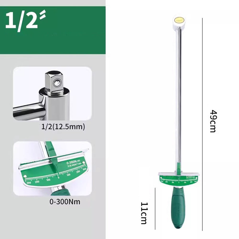 Beam Torque Wrench for Automotive Applications Featuring a Graduated Indicator for Accuracy (metal handle)