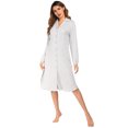 thumbnail image 2 of WBQ Women Sleepshirt Flannel Cotton Nightshirt Plaid Nightgowns Long Sleeve Button Down Pajamas Sleepwear, 2 of 7