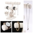 thumbnail image 2 of Ausalivan 3 Tier Bracelet Holder,Bracelet Displays for Selling,Beige Velvet Jewelry Holder Stand for Scrunchie Necklace Watches and hair ties., 2 of 6