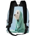thumbnail image 3 of Zufioo Dog Wrapped in Towel Print Fashion Large Capacity Backpack, Zippered Multi-compartment Travel Work Campus Lightweight Backpack, Unisex, 3 of 5