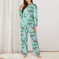 thumbnail image 2 of Sikiie Hippo With Flamingos And Crocodiles Pajamas for Women Set, Womens Pajama Sets, Lounge Sets for Women, 2pjs for Women-Small, 2 of 7