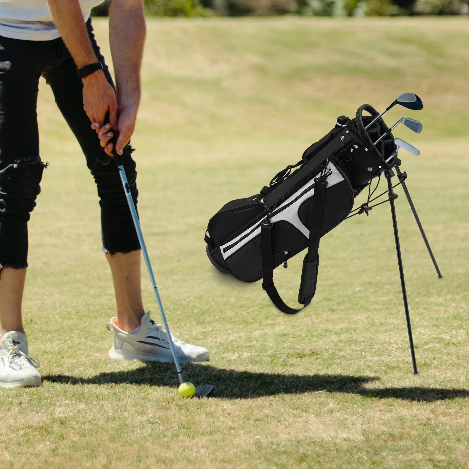 1 PCS Golf Stand Bag, Portable Golf Stand Bag, Golf Stand Bag with Shoulder Strap for most juniors and adults and can accommodate most sizes of golf clubs, Bag Size(W*H): 16.5*91.5cm/6.49*36.02in