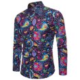 thumbnail image 1 of Qiopertar Liquidation à Moins de 5$ Chemise d'Affaires à Manches Longues pour Hommes Mode Décontractée Impression Non Localisée Col Rabattu Bouton en Liquidation Offres d'Accès Anticipé, 1 of 4