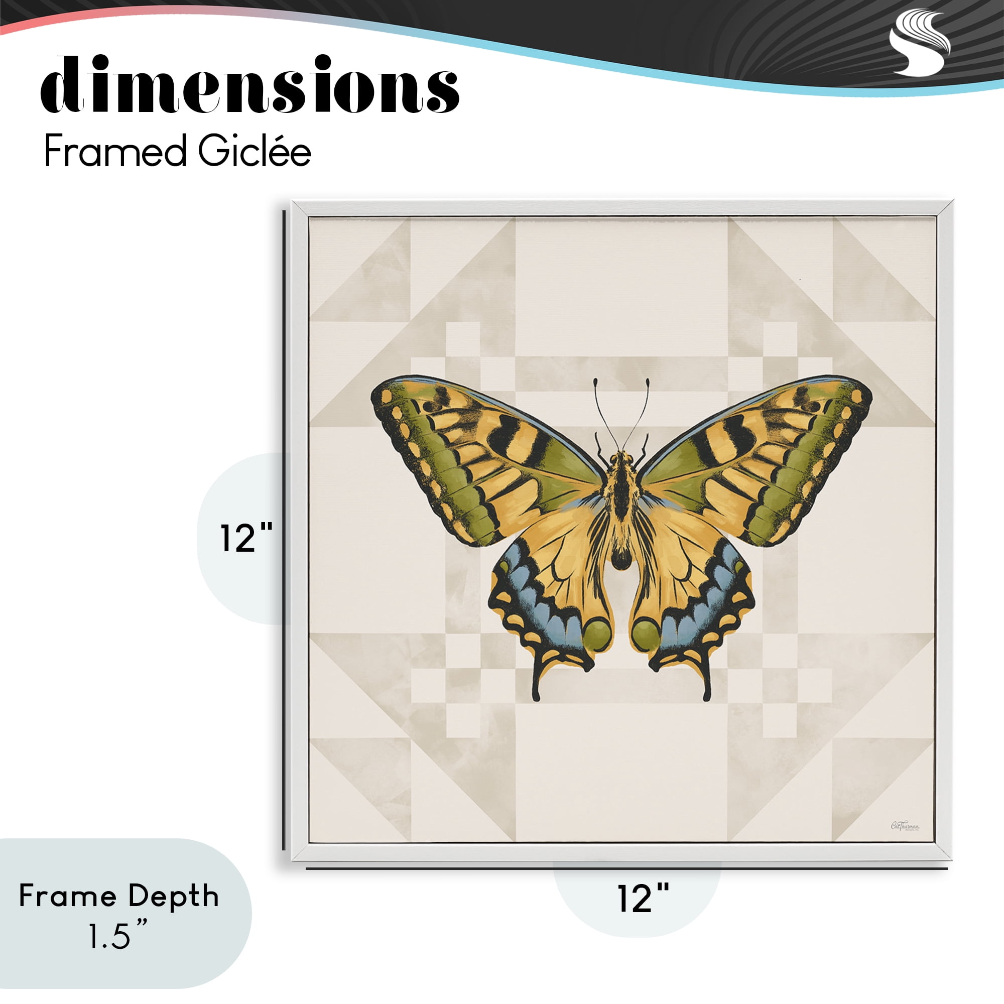 Stupell Industries Green Swallowtail Butterfly White Framed Giclee Art, design by Cat Thurman Designs