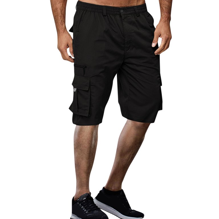 Camo Cargo Shorts for Men Above Knee Straight Leg High Waisted 3/4