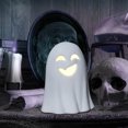 thumbnail image 6 of Halloween Decoration Light Up Ghost Decorations Indoor Ghost Lamp Resin Decoration Ceramic White Ghost Figurines Ghost Statue Cute Ghost Sculpture Spooky Halloween Decor for Home Table Tray, 6 of 7