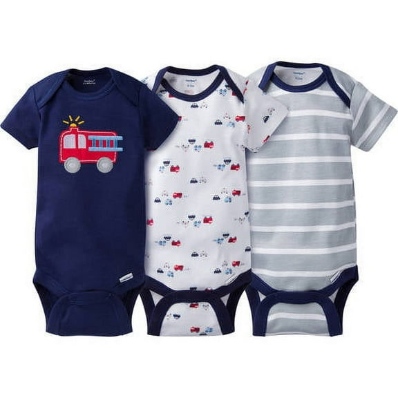 Gerber Newborn Baby Boy Onesies Bodysuits Assorted, 3-Pack