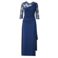 thumbnail image 3 of KaLI_store Formal Dresses for Women Womens One Shoulder Long Sleeve Dresses Bodycon Ruched Wrap Split Party Formal Long Dress Blue,S, 3 of 4
