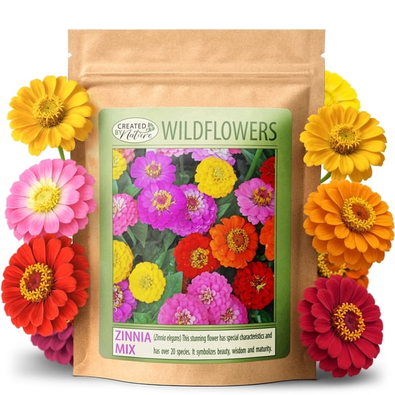 Created By Nature Zinnia Wildflower Seeds, 2,200  Flower Seeds, Giant Zinnia Seeds
