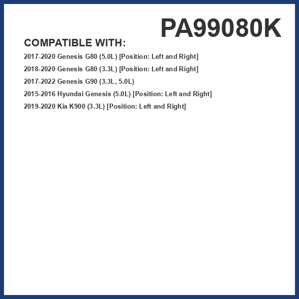 PG Engine Air Filter PA99080K | Fits 2018-2020 Genesis G80, 2017-2022 G90, 2015-2016 Hyundai Genesis, 2019-2020 Kia K900, left and right