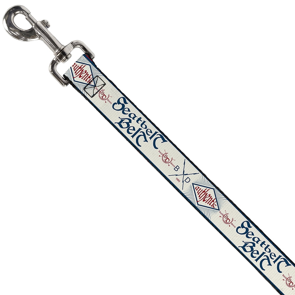 Buckle-Down Pet Leash, Dog Leash, Buckle Down Authentic Seatbelt Belt White Blue Red, 6 Feet Long 1.0 Inch Wide