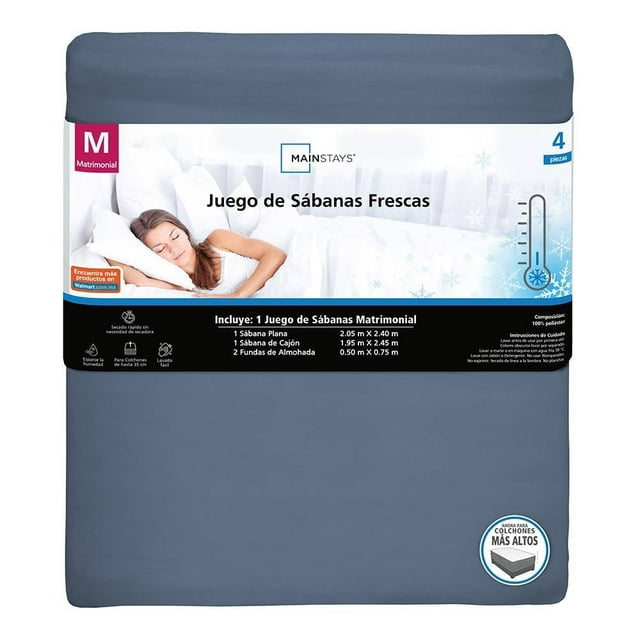 Juego De Sábanas Frescas Mainstays Matrimonial Cool Azul