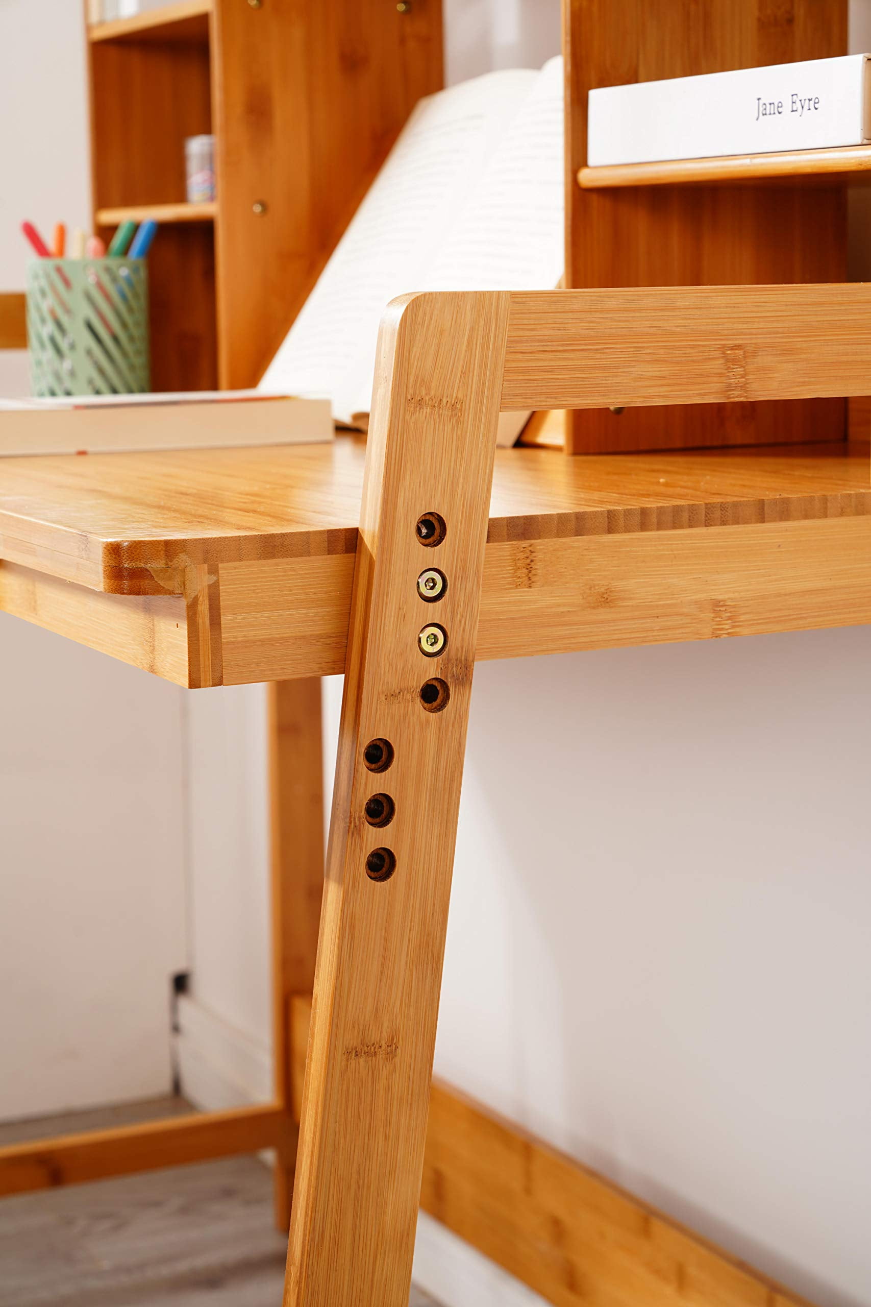 UNICOO® BAMBOO SERIES Bamboo Height Adjustable Kids Desk and Chair Set, Children Study Table and Chair Set (Nature - 02)