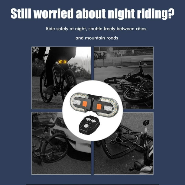 Luz trasera para bicicleta con intermitentes, recargable vía USB, control remoto inalámbrico, luces traseras desmontables para bicicleta de montaña, luz