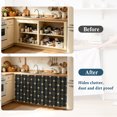 thumbnail image 4 of Sunflower Cabinet Curtain 35"Wx35"L, Dustproof Under Sink Skirt with Self Adhesive Tape, Gradual Geometric Abstract Modern Black Cabinet Curtain Cover for Kitchen Sink, Bathroom Vanity, Laundry Room, 4 of 9