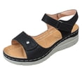 thumbnail image 3 of Rotm Women Sandals Platform Suede Sandals for Women Soft Cork Footbed Summer Slides with Adjustable Buckle Black,8, 3 of 6